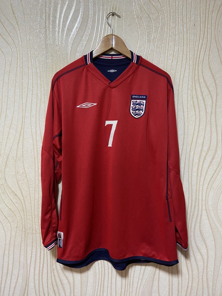 ENGLAND 2002 2004 AWAY SHIRT JERSEY LONG SLEEVE UMBRO #7 BECKHAM