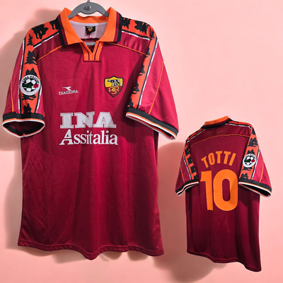 AS ROMA HOME 1998/1999 - RED - Retro Soccer - TOTTI # 10 - LARGE