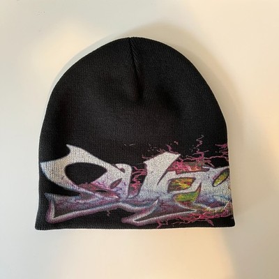 Supreme Tag Beanie Black FW25 Week 1 Cuffed Knit Hat OS Authentic