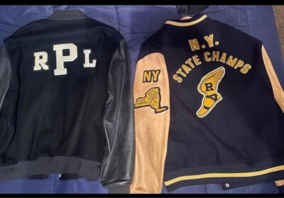 Rare 90s Polo Sport Ralph Lauren Leather Varsity Jacket (L