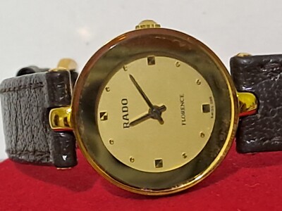NICE RADO FLORANCE 153.3678.2 GOLD DIAL QUARTZ JAPAN MADE WOMEN