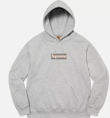 Supreme x Burberry Box Logo Hoodie Heather Grey - Size Small Brand