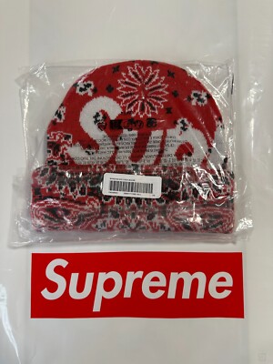 SUPREME BIG LOGO BEANIE (RED BANDANA) FW24 S LOGO CASHMERE WOOL