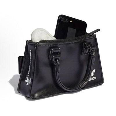 ADIDAS Tote Bag IJ7481 Black Faux Leather Small Mini Purse