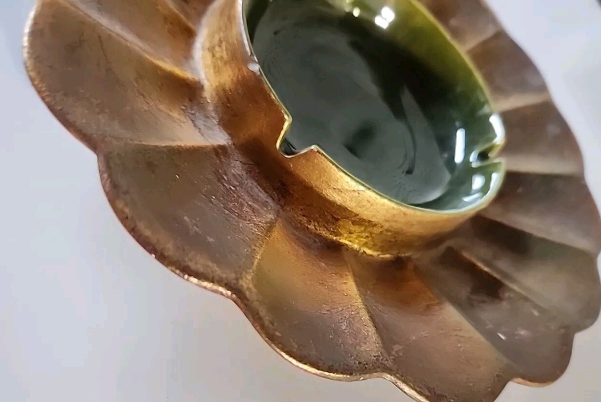 Vintage Anthony Freeman McFarlin 1955 Green Gold Ceramic Sun