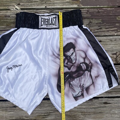 VTG JOE MAXIM Everlast Boxing Shorts Men's Medium BlackWhite Satin