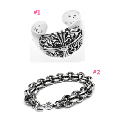 Authentic [Chrome Hearts] WIDE CUFF BANGLE / DOUBLE B RING