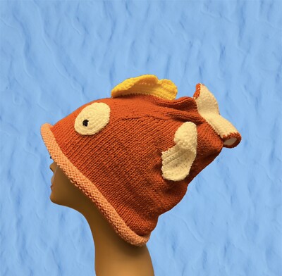knitted magikarp hat. Made To Order. Cotton Or Acrylic You Choose