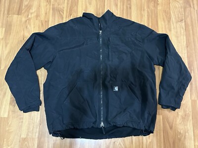 Carhartt Jacket Mens 2XLCorduroy Collar Fleece Lined Nylon Black