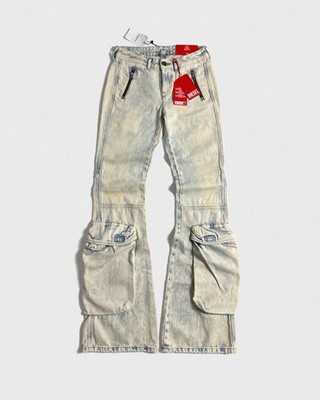 Diesel Y2K D-Poky Bootcut Flared Washed Acid Denim Jeans Pants