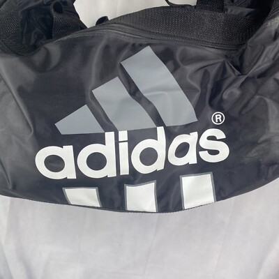 Vintage LARGE Black Adidas Duffle Bag Gym Sports Travel Duffle 24
