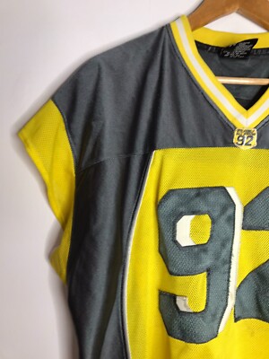 Vintage FUBU 92 90's Hip Hop Yellow Gray Jersey Men's 2XL FLAWED