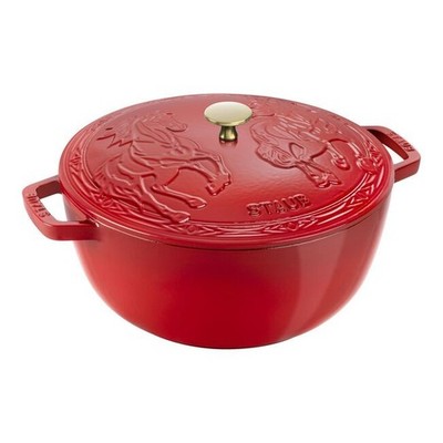 New! Staub La Cocotte 5.25 qt, Essential French Oven with Horse