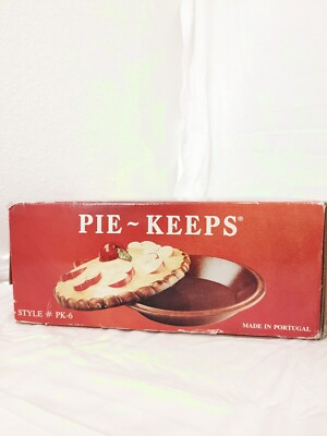 Pie-Keeps Ceramic Pie Plate And Cover - Apple - With Original Box