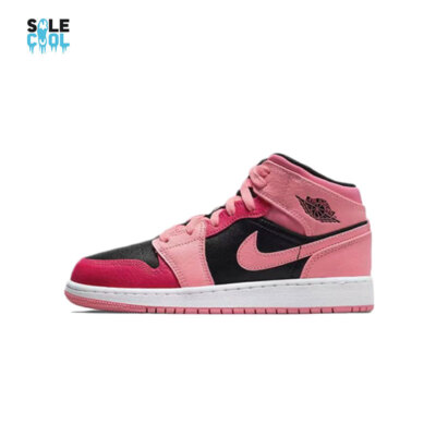 Nike Air Jordan 1 AJ1 Mid GS Pink Coral Chalk Pinksicle Black