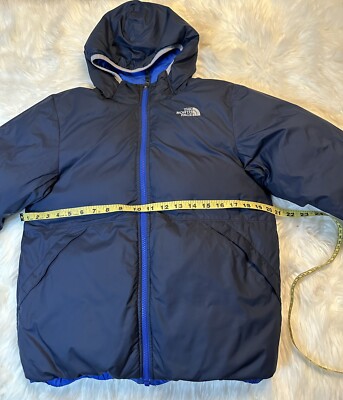 THE NORTH FACE BOYS 550 REVERSIBLE BLUE DOWN PUFFER JACKET COAT