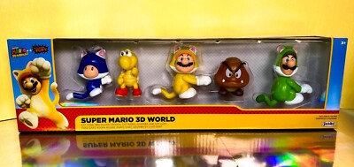 JAKKS Super Mario 3D World 5-Figure Pack - Cat Mario, Luigi, Toad