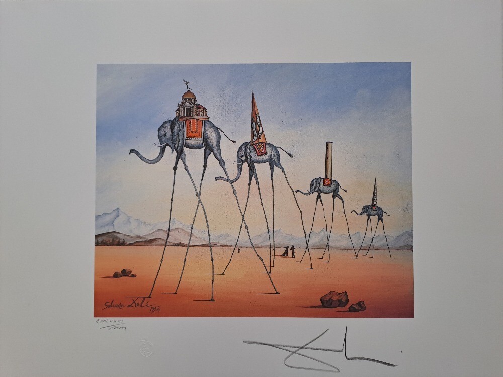 Salvador Dali Signed Lithograph - Elephants Giraffe | eBay