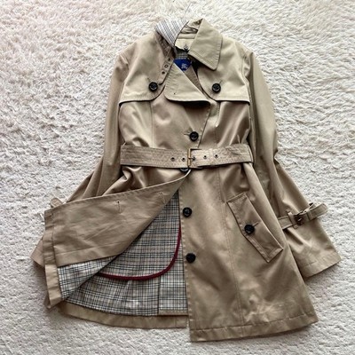 Burberry Blue Label Trench Coat Nova Check Liner Belt 40 | eBay