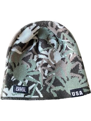 Deadliest Catch King Crab Camo Beanie Winter Hat Fleece Band RARE