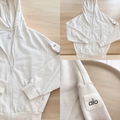 ALO Yoga White Renown Full Zip Hoodie Jacket | eBay