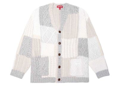 Supreme Patchwork Cable Knit Cardigan Ivory | eBay
