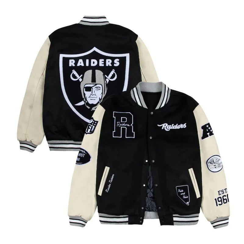 Men's Las Vegas Raider Golf Wang Letterman Black White Varsity
