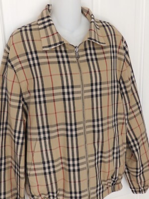 Vtg Authentic Burberry Nova Check Zip Front Lightweight Reversible