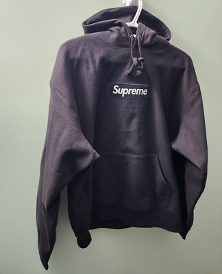 Supreme Box Logo Hooded Black Sweatshirt 2023 Men's Hoodie Sz