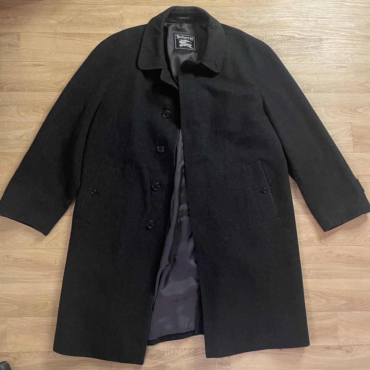 VINTAGE Burberry Trench Coat jacket CASHEMERE VIRGIN WOOL men