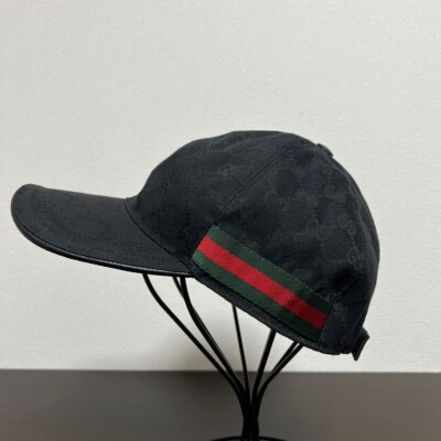 Gucci Men's Black GG Logo L size cap hat from Japan Free Shipping