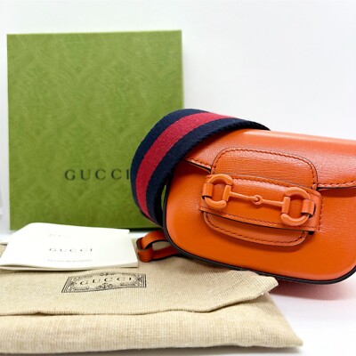 GUCCI Horsebit 1955 Mini Shoulder Bag Orange 726863 Only opened