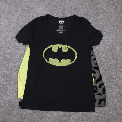 Batman Shirt Womens Medium Black Cape Graphic Tee Bat Signal DC