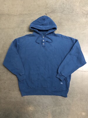 Vintage 90's Russell Athletic Henley Hoodie Men's 2XL Made In USA