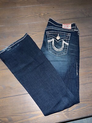 True Religion Jeans Womens 32x33 Billy Blue Dark Wash Denim White