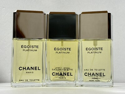 3 x 100ml Chanel Egoiste Platinum EDT Spray Vintage 1994 1996 FREE