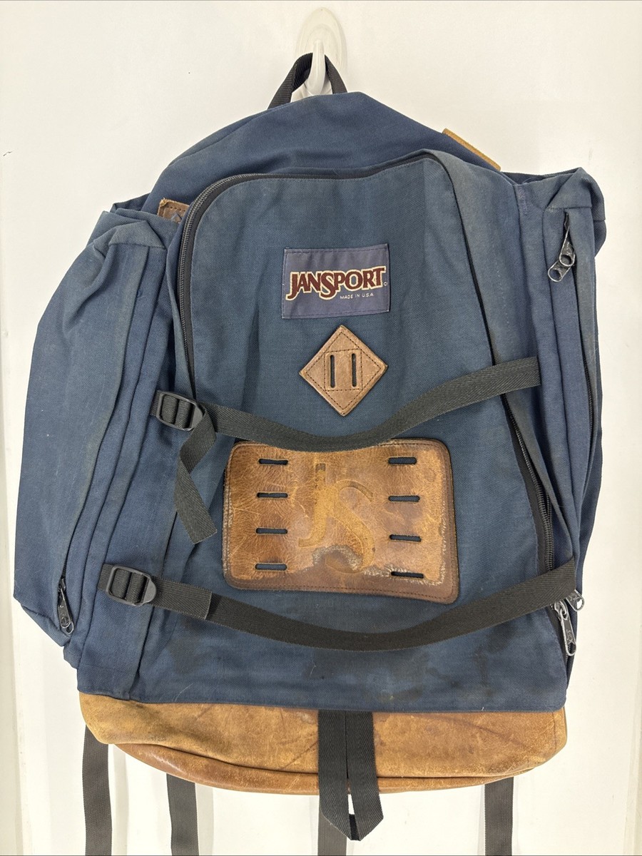 Vintage 90's Jansport Backpack Made In USA Daypack 93 Navy Blue