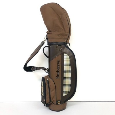 Burberry GOLF CART staff Bag BROWN Nova CHECK Shoulder RARE Model