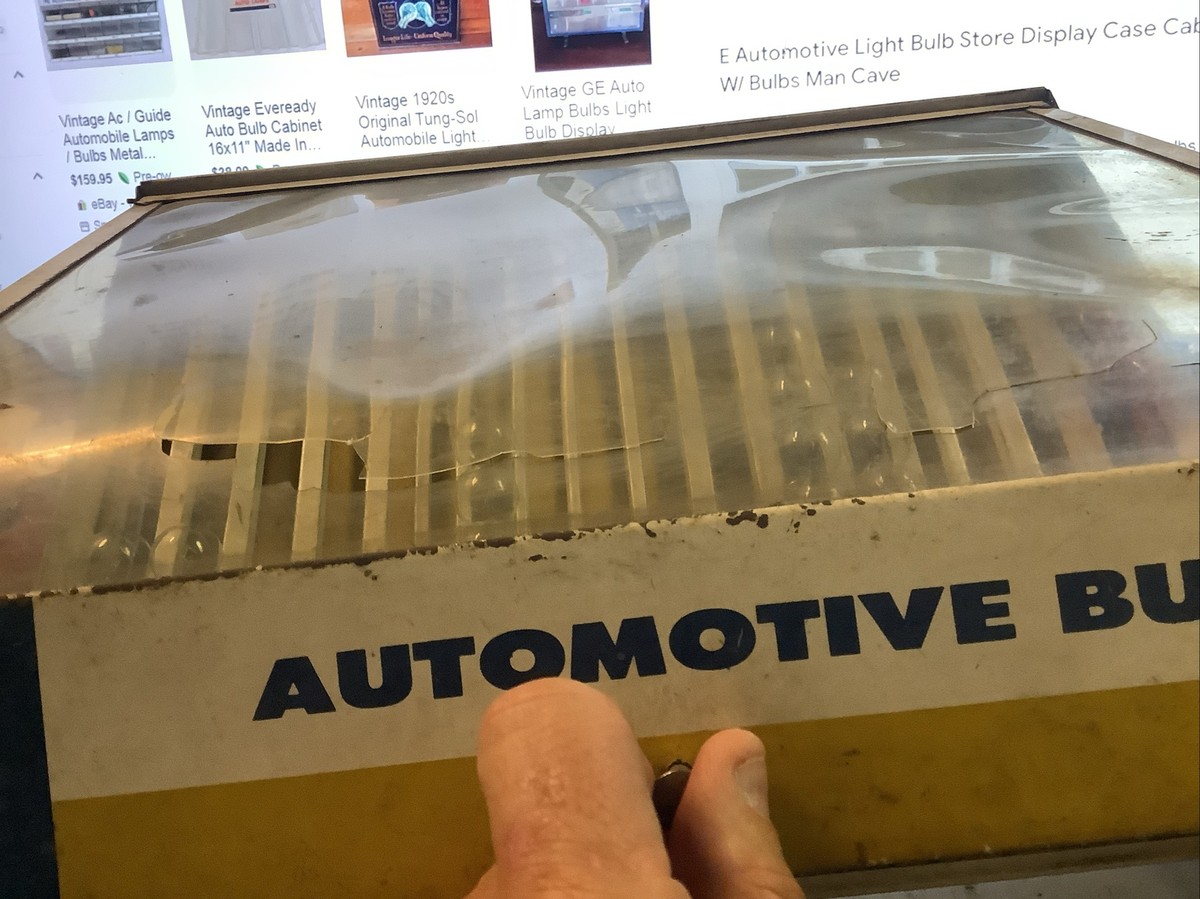 Vintage GE Automotive Light Bulb Store Display Case/Cabinet W
