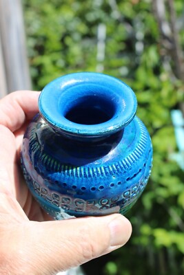 Flavia Montelupo Italian Pottery Blue Vase MCM Vintage | eBay