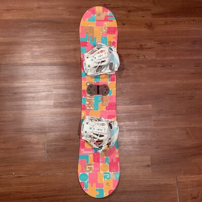 Snowboard, Burton 120cm Chicklet With Small Flow Juno Bindings