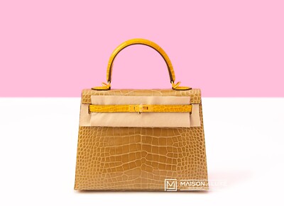 NEW HERMES HSS BEIGE SABLE & JAUNE AMBRE SELLIER KELLY 25