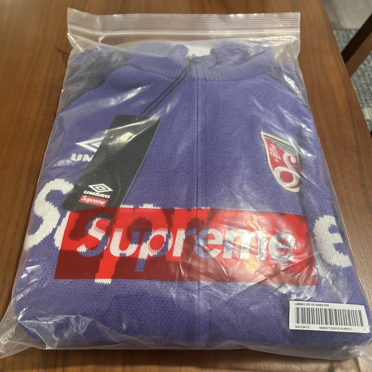 SUPREME UMBRO ZIP UP SWEATER (L ) (PURPLE) SS25 UMBRO KNIT SOCCER