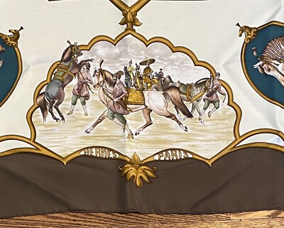 Hermes Scarf LES CHEVAUX DES MOGHOLS 90cm Silk Carre Foulard Jean