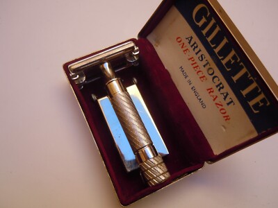 Vintage Gillette Aristocrat #15 safety razor rhodium plated made