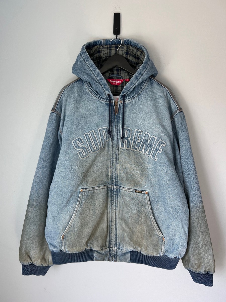 Supreme Reflective Arc Hooded Work Jacket - Size XL - Denim Blue