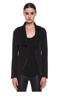 Helmut Lang Black Asymmetric Zip Jersey Knit Jacket Size Size