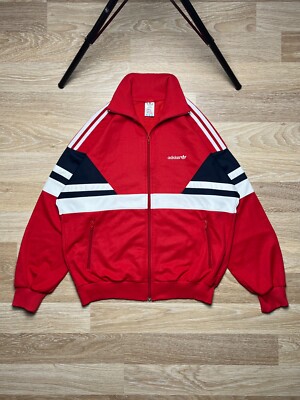 Adidas Vintage 80s Red Track Jacket Made In West Germany Mens Size