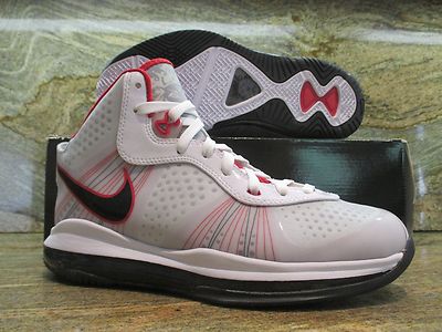 Nike Lebron James 8 V/2 SZ 8 White Black Sport Red Miami Heat