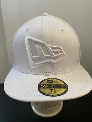 New Era Logo 7 3/8 59Fifty New Era Hat Fitted Cap Men White Brand